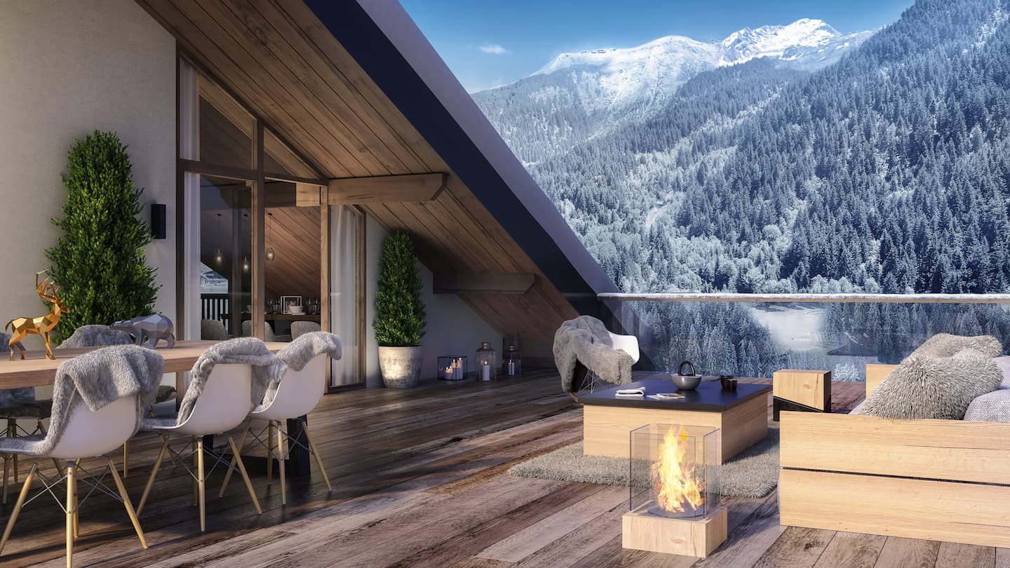 Vue Terrasse Hiver Les Terrasses de la Vanoise