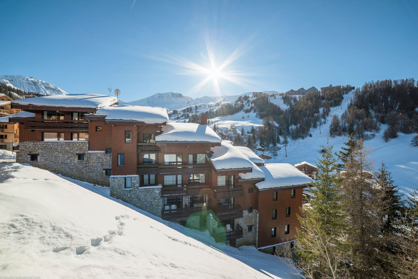 Ski resort of La Plagne in winter