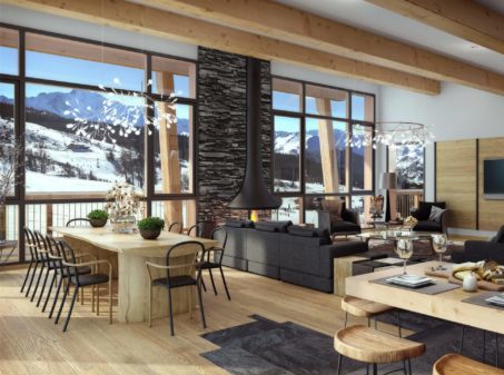 Chalets Mille 8 Location Arc 1800 salon