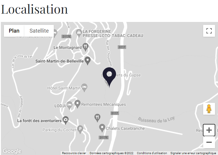 Localisation résidence Les chalets du gypse saint martin de belleville