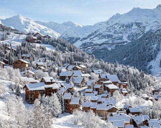 Ski resort of Meribel in winter